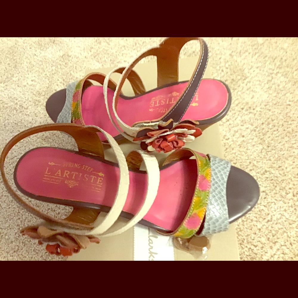 Multi coloured sandals size 9. Nearly new.
